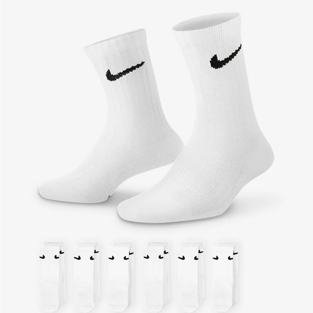 Nike Kids Cushioned Crew Socks, 6 Pairs, Sock Size 5-7, Shoe Size 10C- 3Y